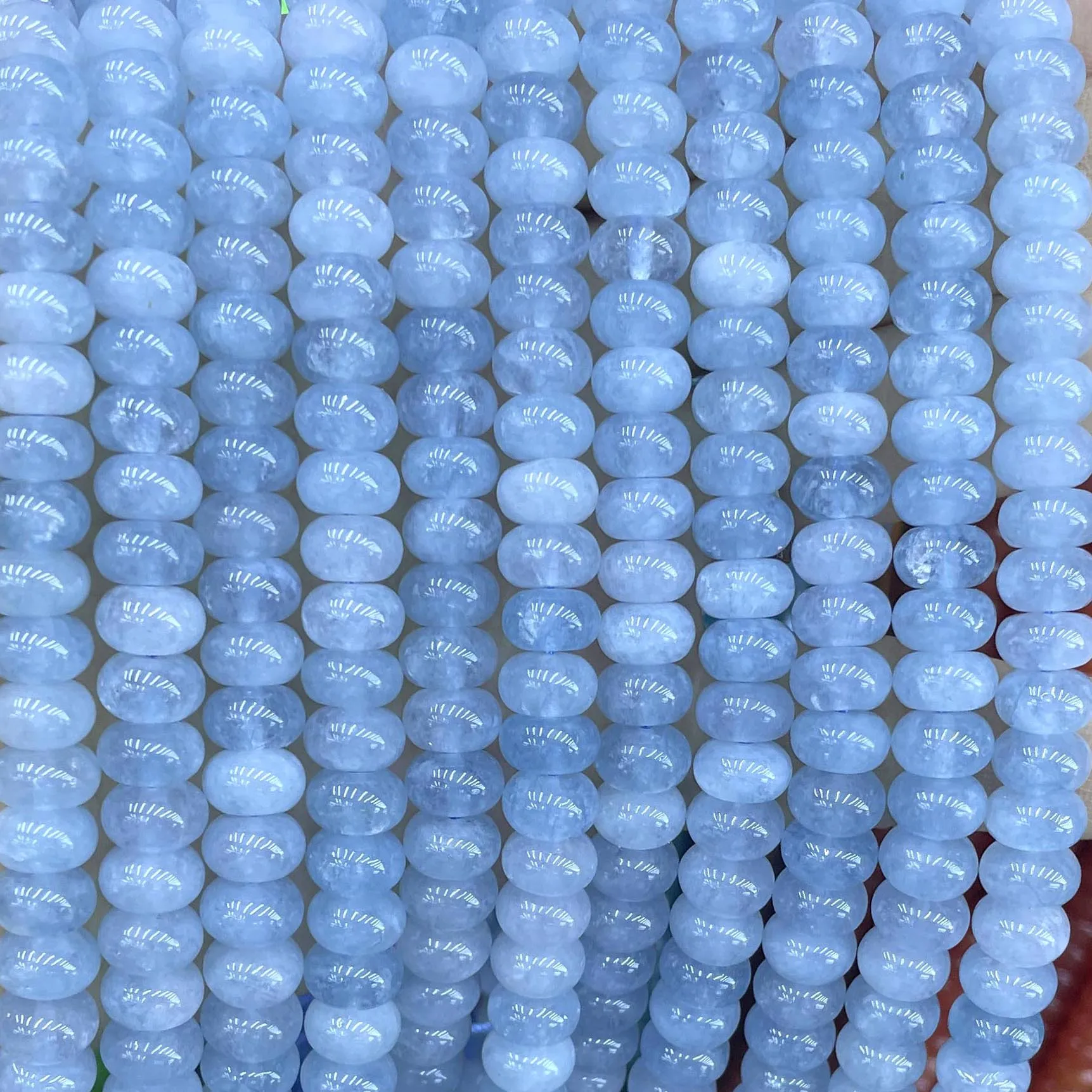5*8MM Natürliche Stein Aquamarine Chalcedon Jade Rondelle Spacer Perlen Für Schmuck Machen DIY Armband Halskette Zubehör