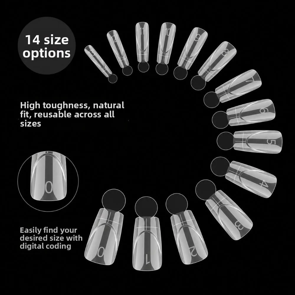 14 Sizes French Nail Dual Forms with Inner French Line Quick Extension Full Cover Dual Nail Molds Disposable
