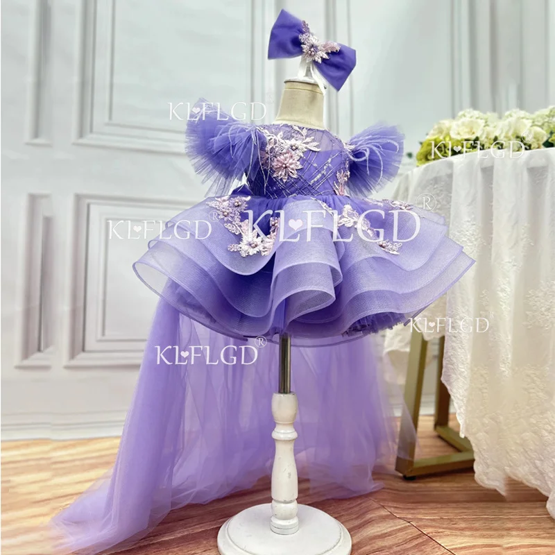 

KLFLGD New PARTY DRESSSSSES For Girl 3-10-year-old girl Purple Elegant Party Dress High-end Dance Evening Dress Magnifice