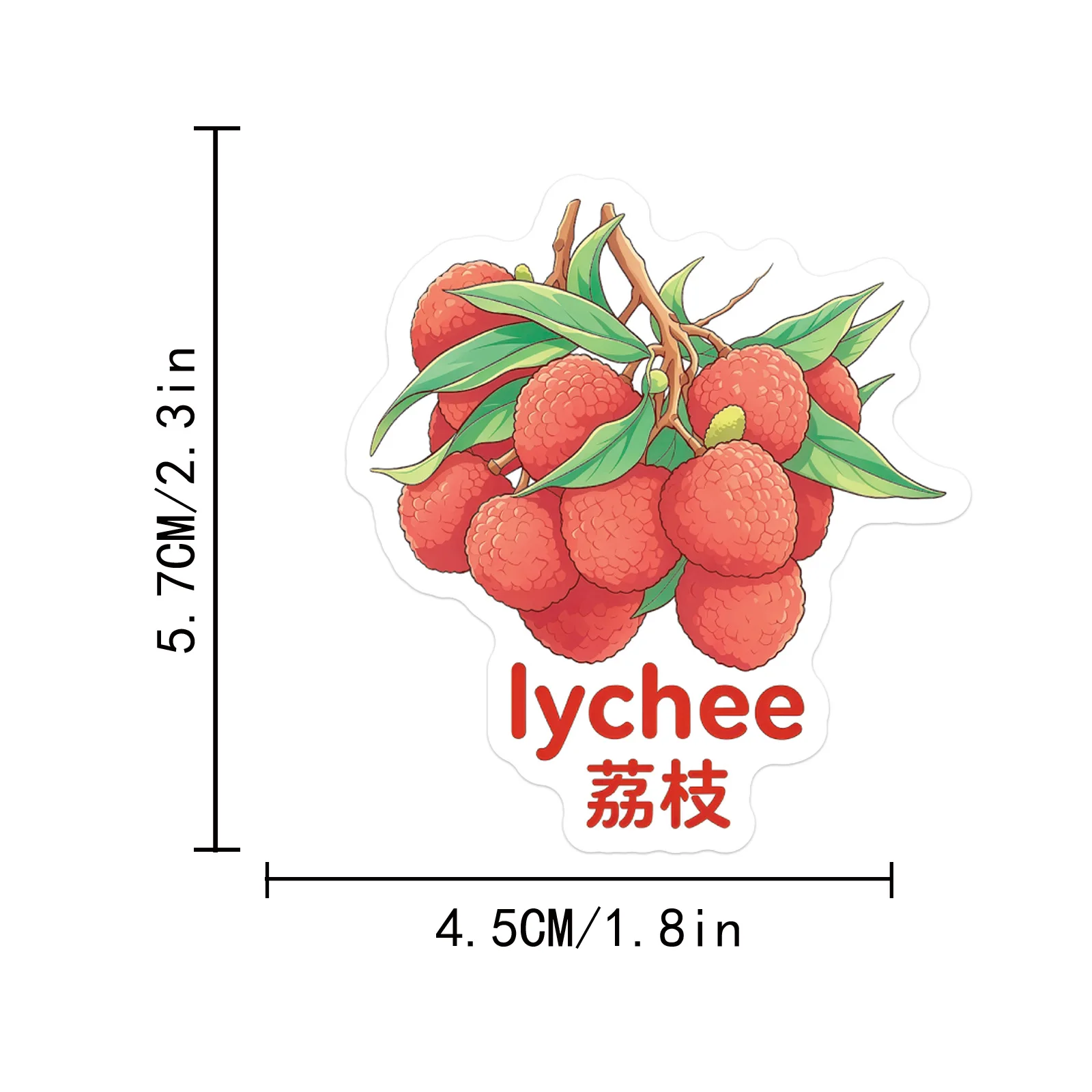 50 Pcs Watercolor Cartoon Fruit English Stickers Waterproof Vinyl Decals for Fridge Desk Water Bottle Wholesale Gift