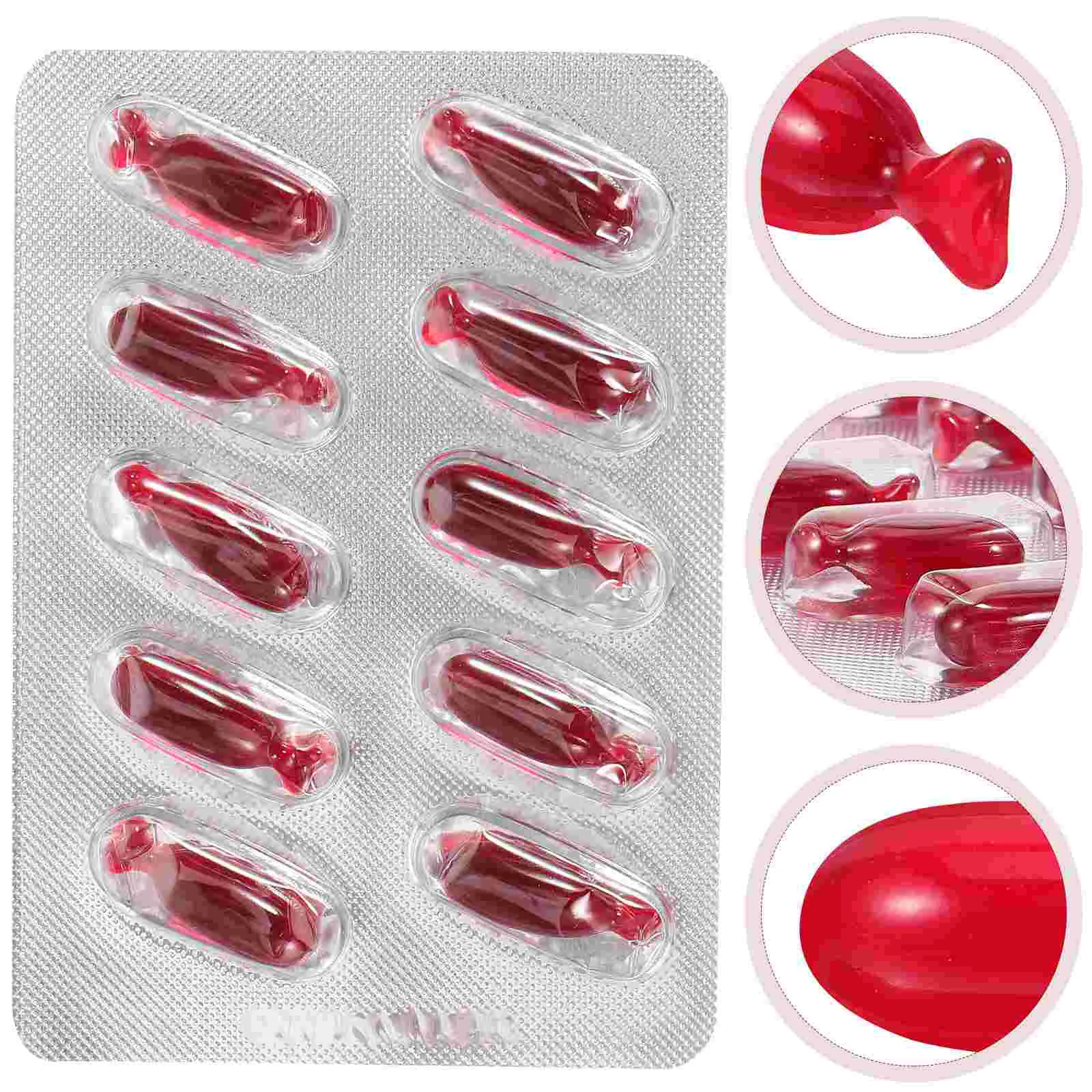 10 Pcs Fake Blood Capsules Prop Halloween Decorations Vampire Party Plasma Props Washable Bathroom Cosplay Gel Simulated
