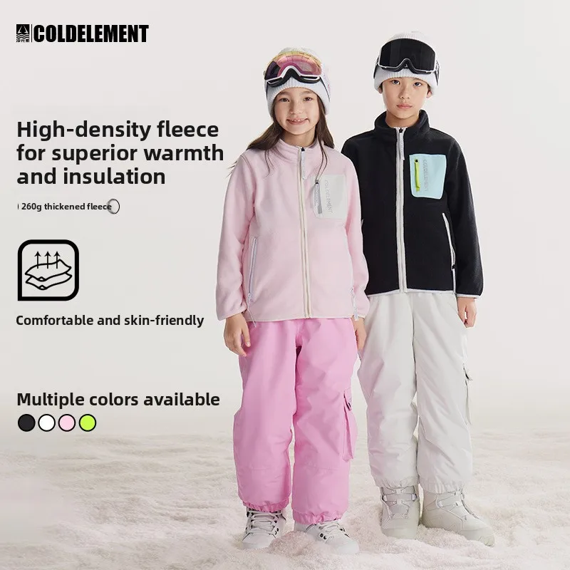 Nueva chaqueta polar de capa interior de esquí cálida de lana para niños y niñas, chaqueta polar diaria para exteriores