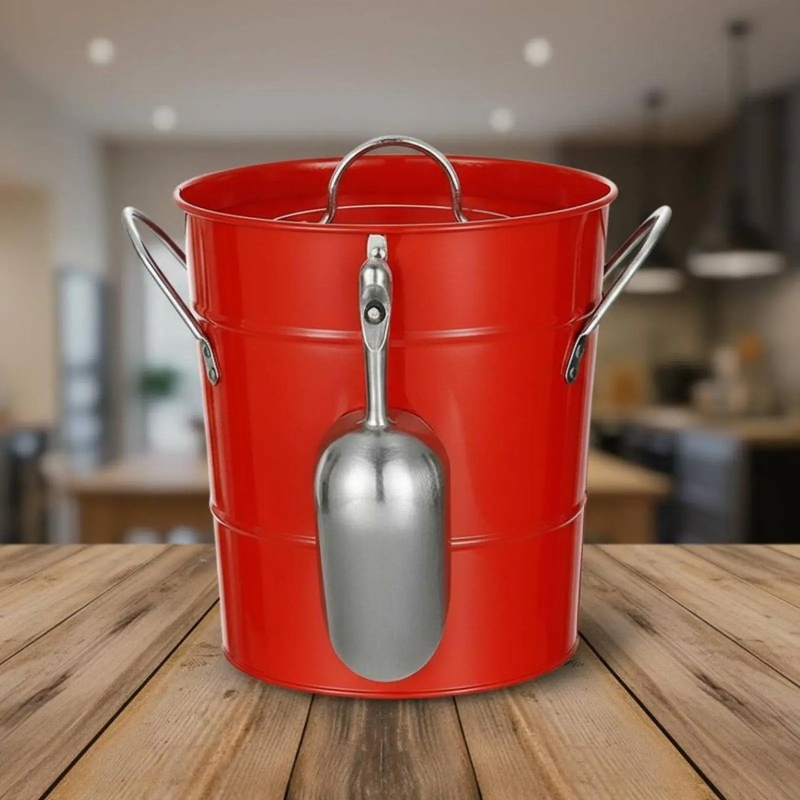 Galvanized-Ice Bucket Removable Liner Lidded Ice Bucket Leakproof Galvanized Beverage Tub for Bar, Party, Wedding