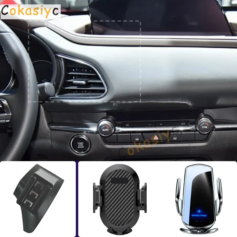 

Car Phone Holder For Mazda CX-30 CX30 CX 30 2021 2022 2023 Mobile Phone Mounts Car Wireless Charging Special Fixed Base