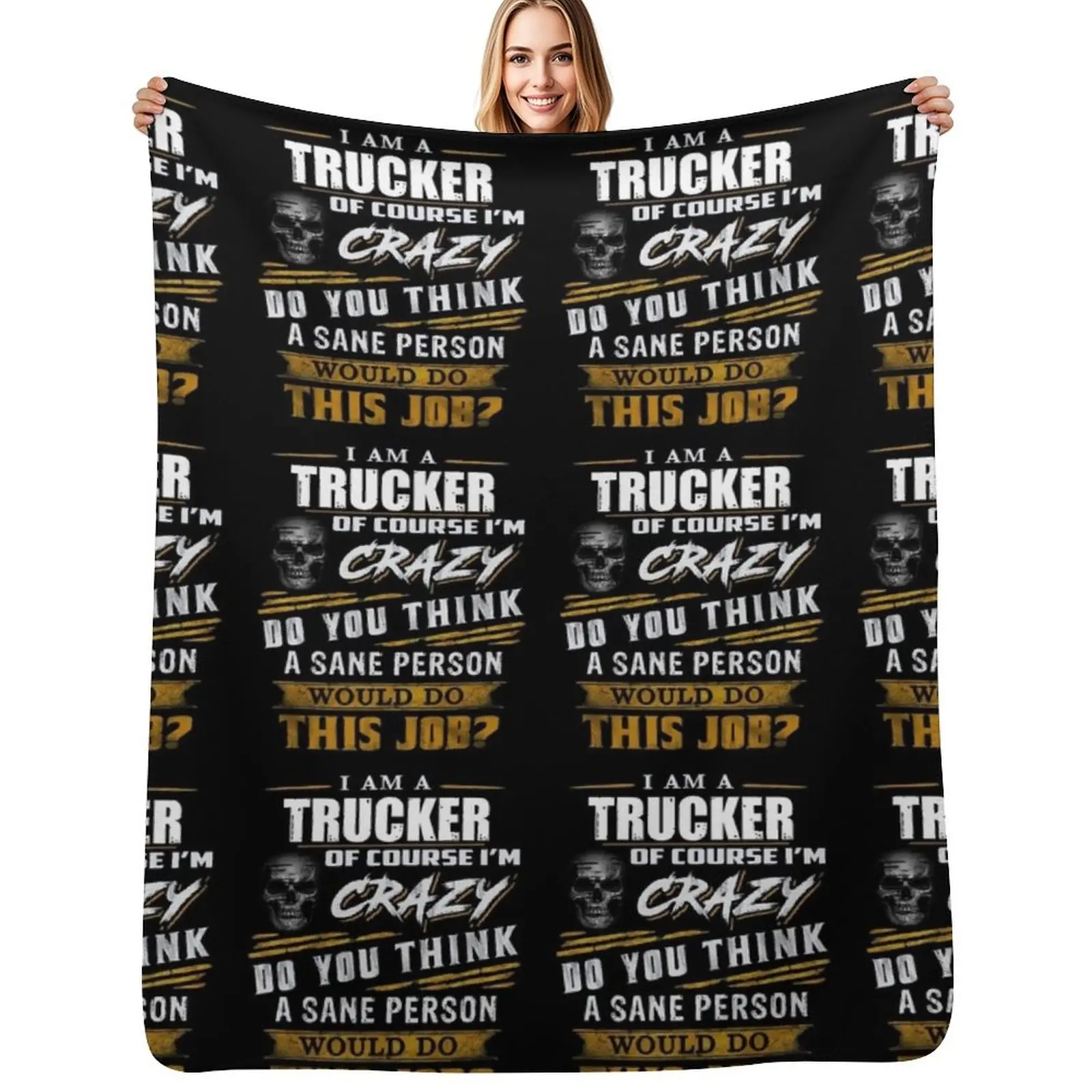 

Funny Trucker Throw Blanket For Sofa Thin Soft Plush Plaid Warm Bed linens Blankets