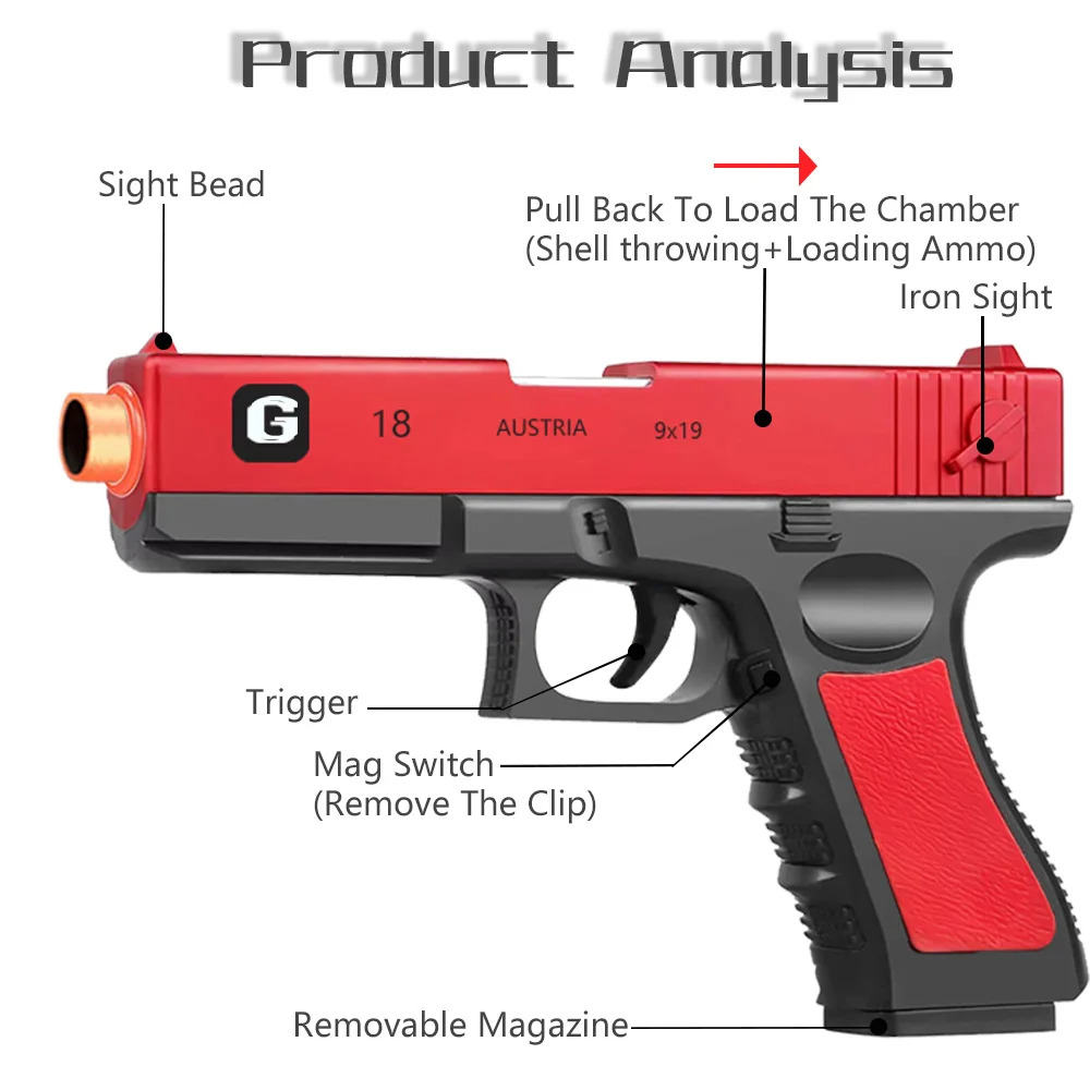 Upgrade Unstuck Shell] Toy Gun With Jumping Shell,88PCS Foam Blasters Set (1 Toy Gun + 24 Shells + 60 Bullets + 2 Bullet Clips