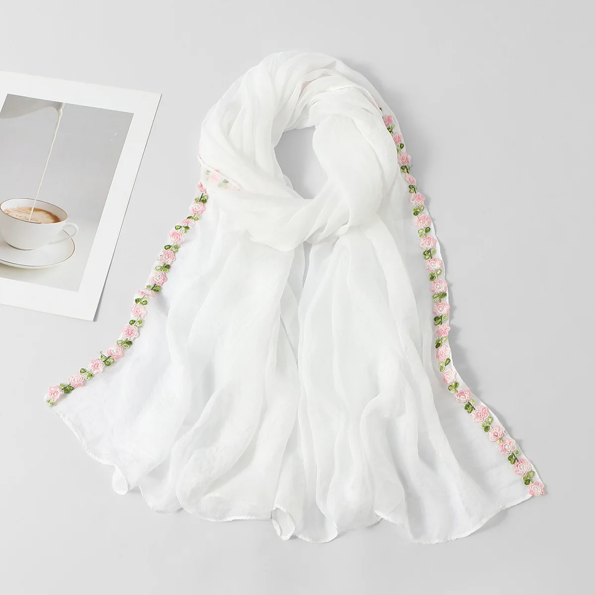 

Мусульманский женский шифоновый платок с вышивкой, малайзийский шарф-хиджаб, шаль, бандана, буфанда, фулярд 170*70 см