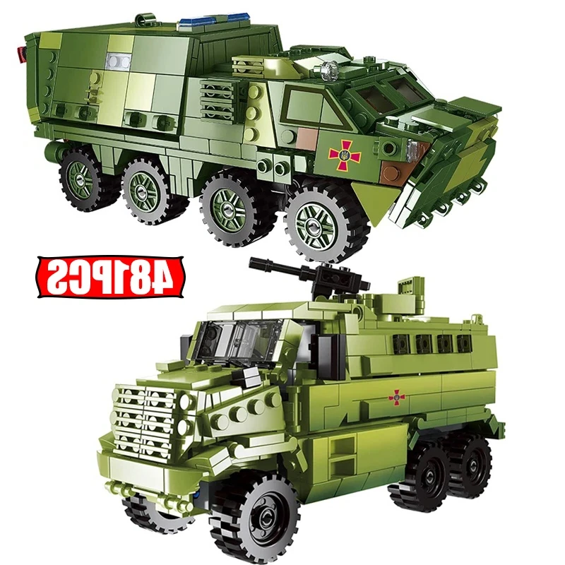 Stadt Technische Modell WW2 MOC transport lkw Militärische Medizinische gepanzerte fahrzeug Ziegel Soldat Bausteine Spielzeug Für Kinder