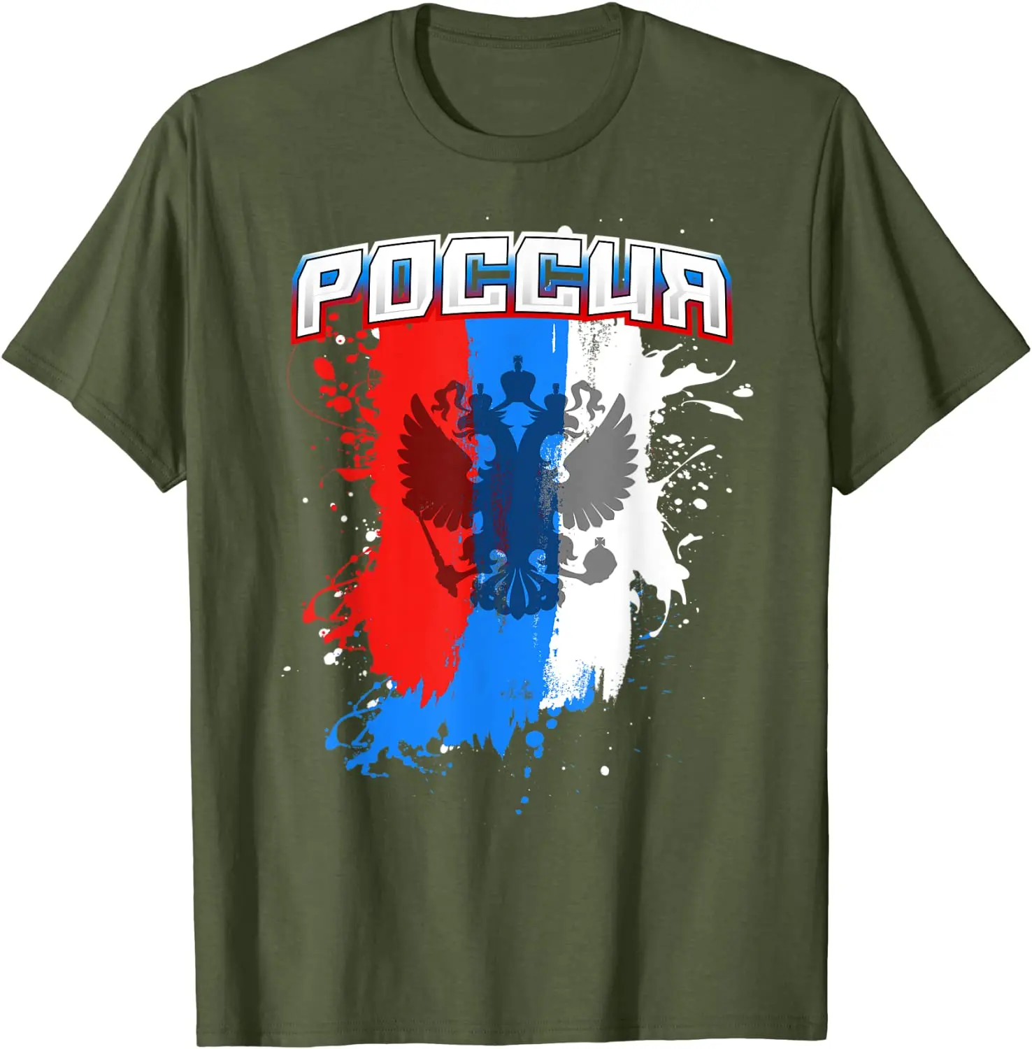 Russian Flag Double-headed Eagle Gift T-Shirt 100% Cotton O-Neck Summer Short Sleeve Casual Mens T-shirt Size S-3XL