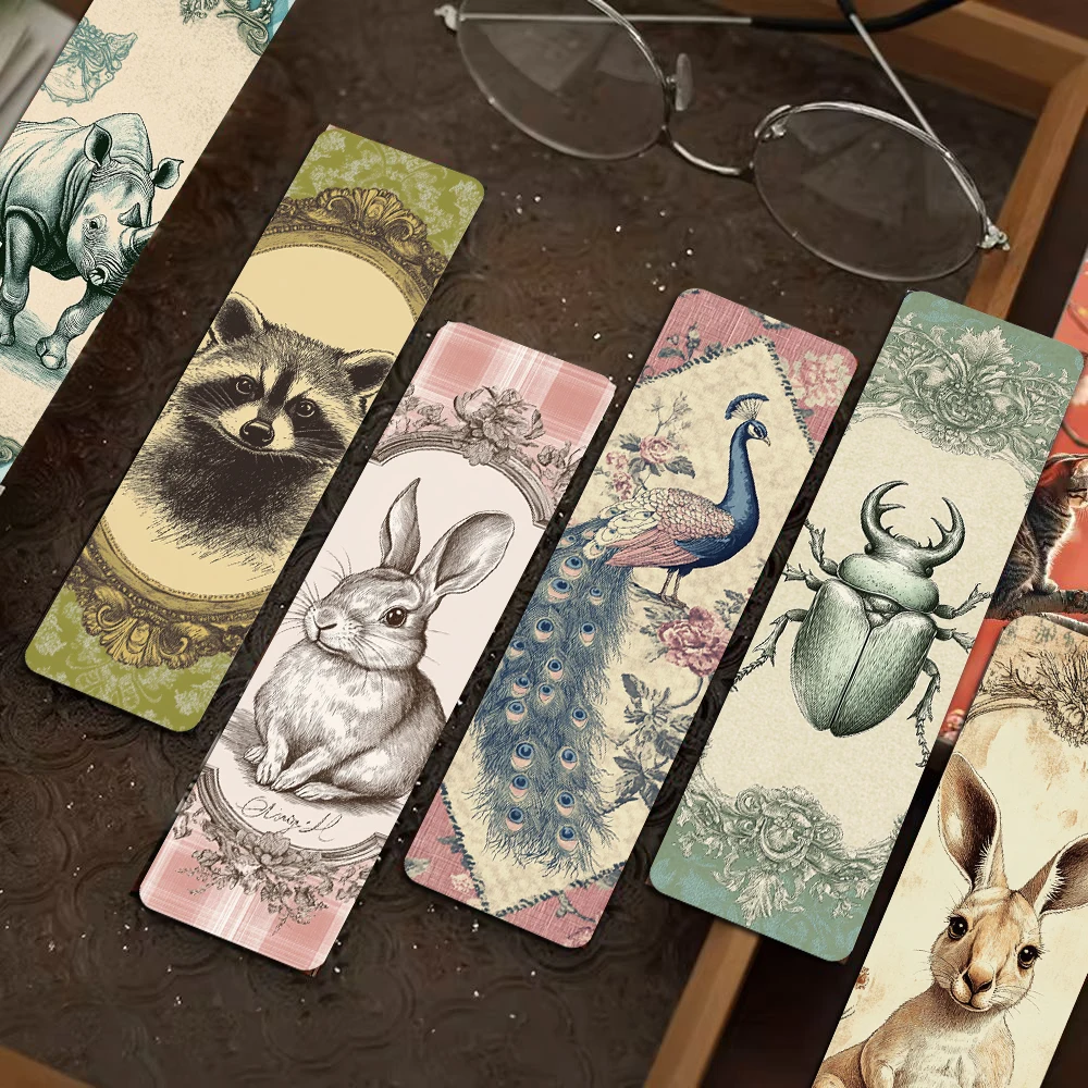 30/60PCS Antique Photo Frame Animal Bookmark Laptop Luggage DIY Reading Style Book Landscape Gift Cards Creative Bookmarks ﻿
