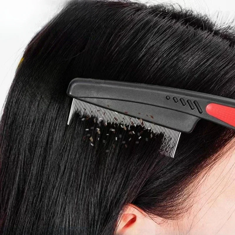 1/2 Uds cabeza peine para piojos eliminación de piojos peine para el cabello peine de dientes finos de acero inoxidable peine para piojos cabeza profesional cepillo para el cabello para piojos