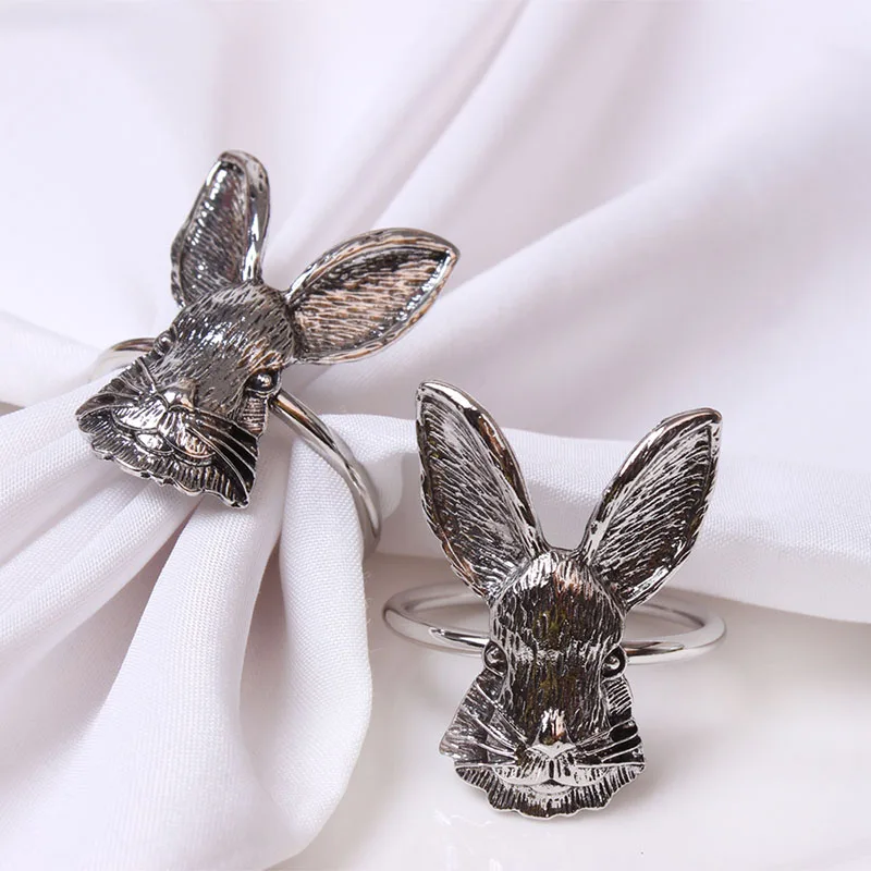 Napkin Rings Holders Gold Easter Bunny Buckle Dinner Rabbit Design Becket For Hotel Wedding Party Event Dining Table Decoration