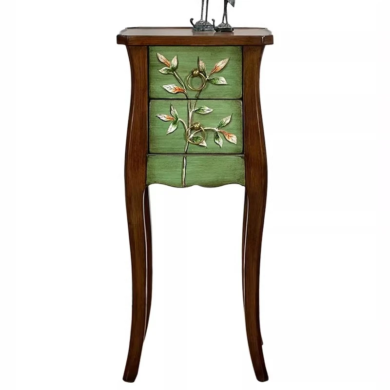 

American living room painted retro furniture sofa, green small corner table