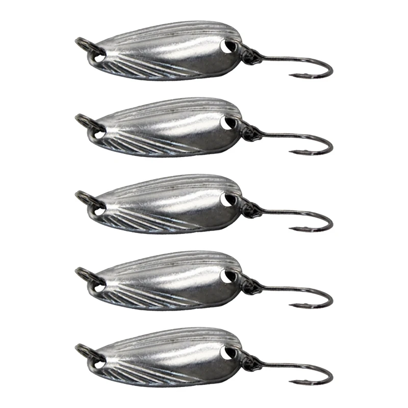 5 PCS Luya Iron Fishing Lure Spoon With Shiny Sequins And Hooks Silver Iron Metal Simulation Bait