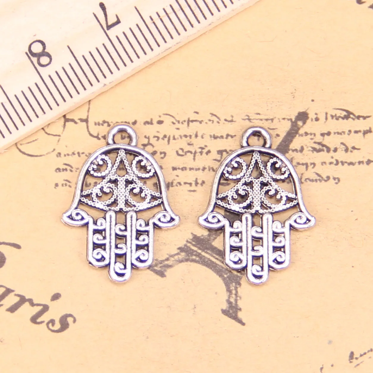 145pcs Jewelry Charms Hamsa Palm Protection 20x15mm Antique Silver Plated Pendants Making DIY Handmade Tibetan Silver Jewelry