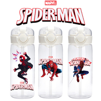 400ML Spider-Man Super Hero Water Cup Portable Transparent Plastic Outdoor Sports Straw Cup for Kids Gift