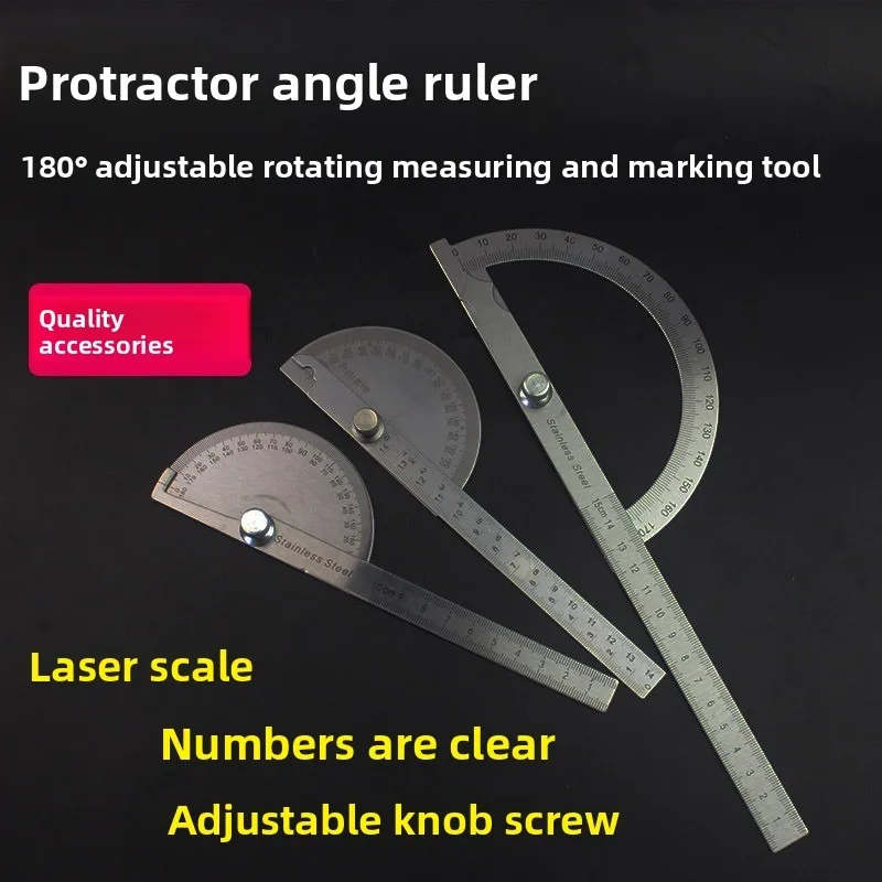 Stainless Steel 0-180° Protractor Angle Finder Ruler Multifunctional Woodworking Tool