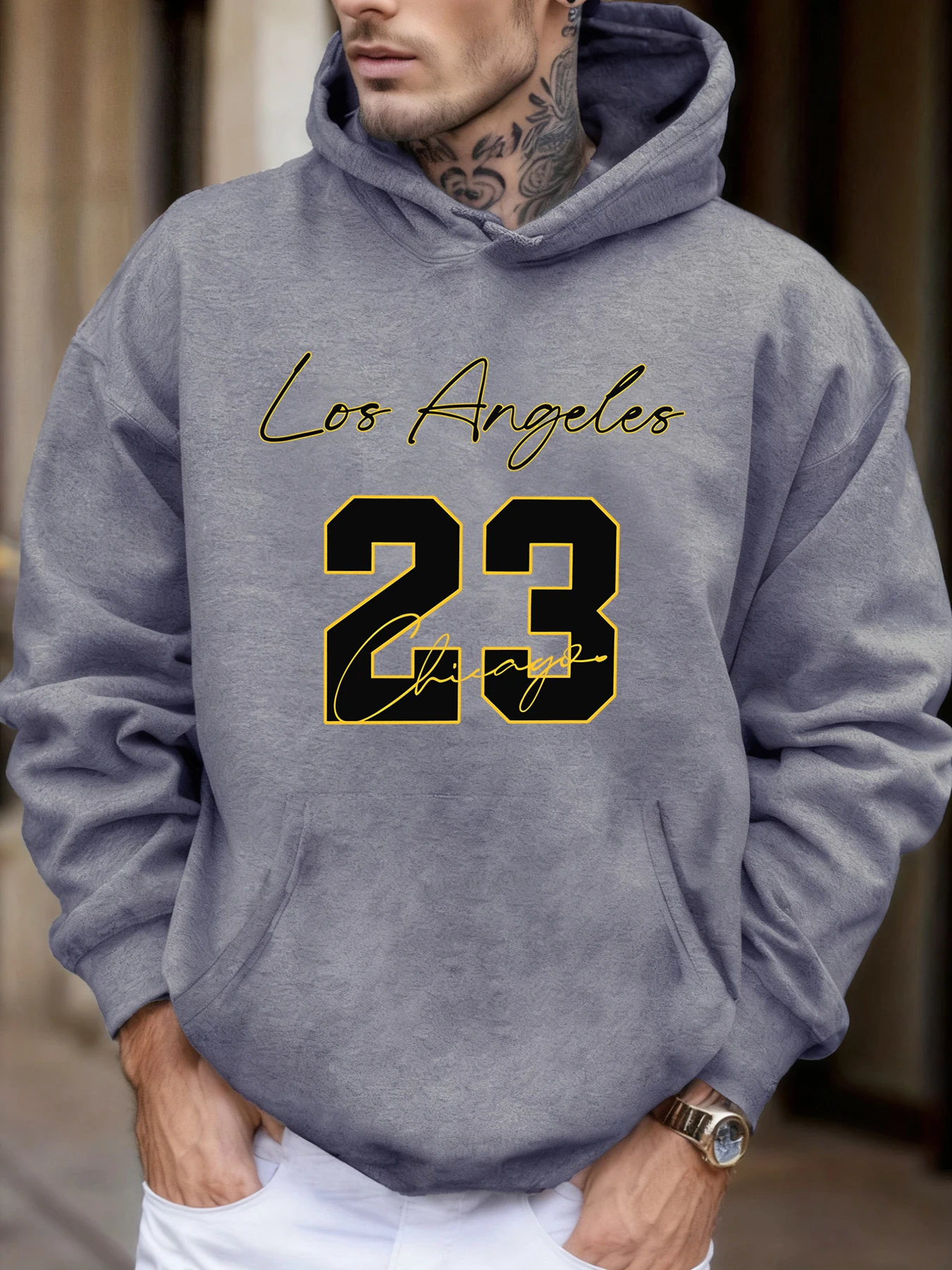 لوس أنجلوس شيكاغو رقم 23 طباعة الصوف الخريف هوديي الذكور جيب غير رسمي ملابس رياضية لينة مريح بلوزات قمة الموضة الرياضية