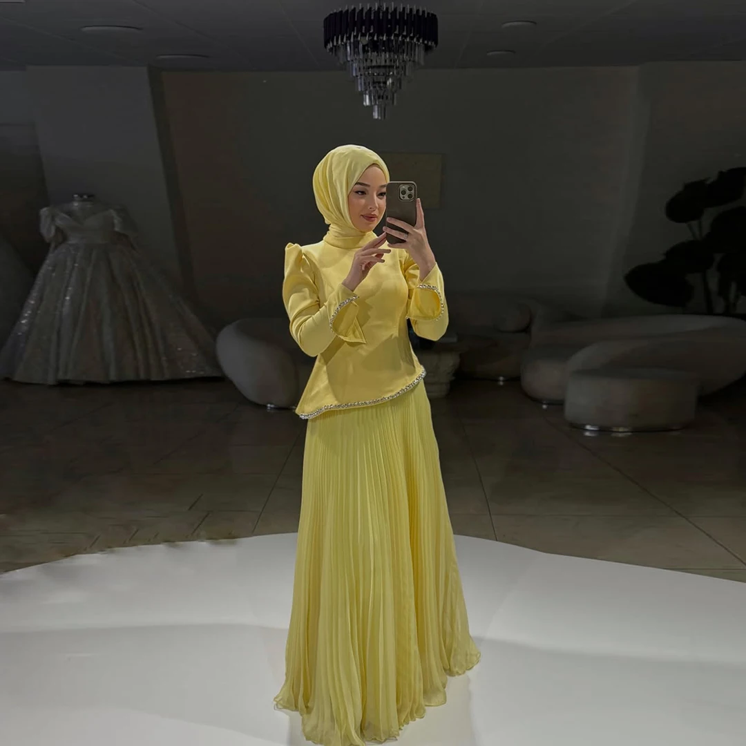 

Желтая плиссированная тюлевая свадебная юбка с высокой талией Элегантная прямая длинная юбка макси длиной до пола Муслиновая юбка из тюля для выпускного вечера на заказ