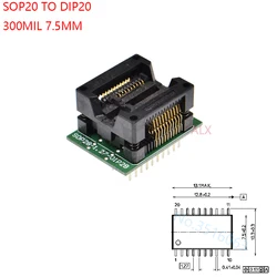 SOIC20 SOIC 20 SOP20 TO DIP20 programmer adapter socket Body Width 7.5MM 300MIL IC SOCKET CONVERTER test chip