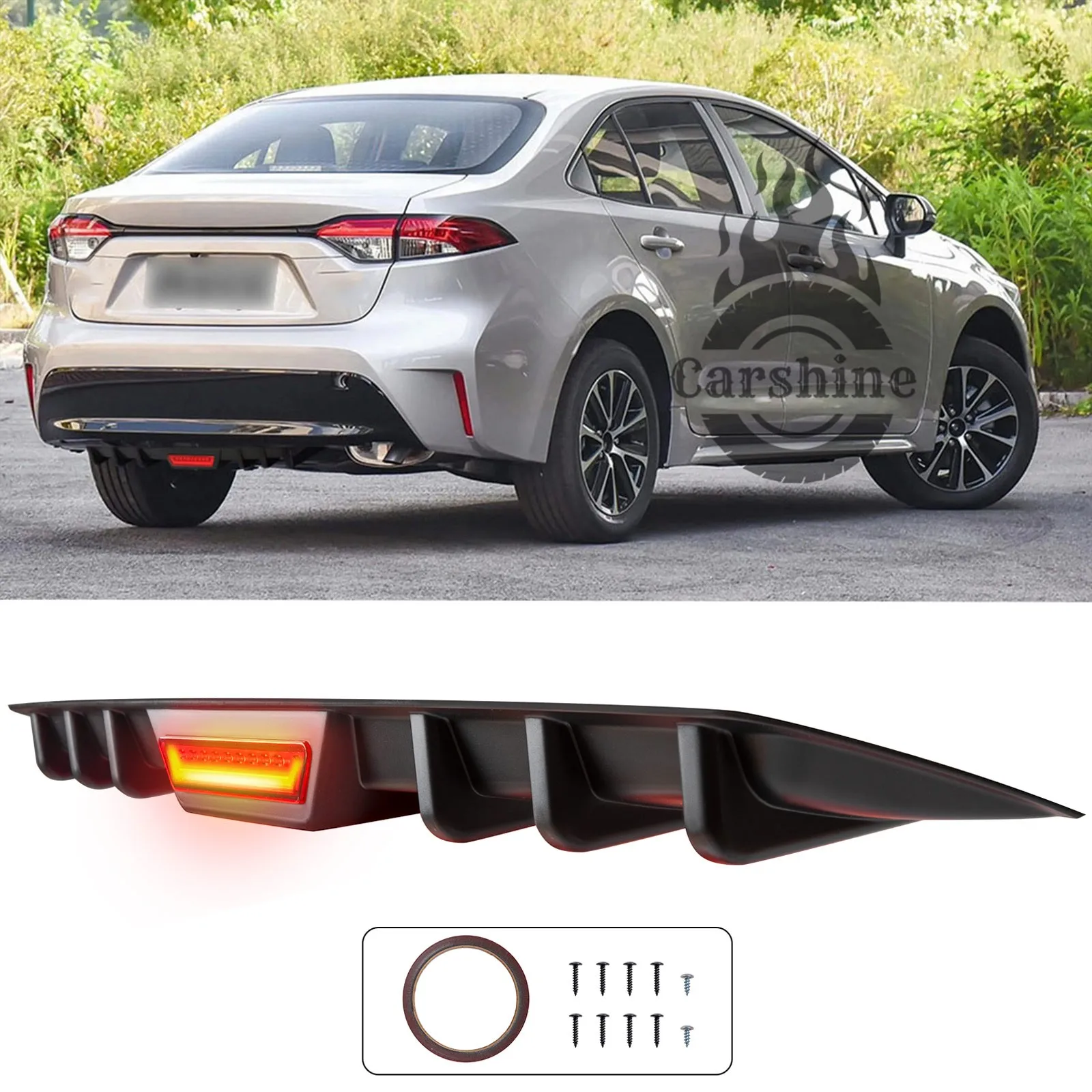 

Matte Black 6 Shark Fin Rear Diffuser Bumper Spoiler Lip For Toyota Corolla New