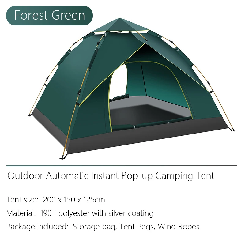 Outdoor Camping Equipment Easy Quick Setup Tent Portable Waterproof Travel Instant 2-3 Person Automatic Camping Tent