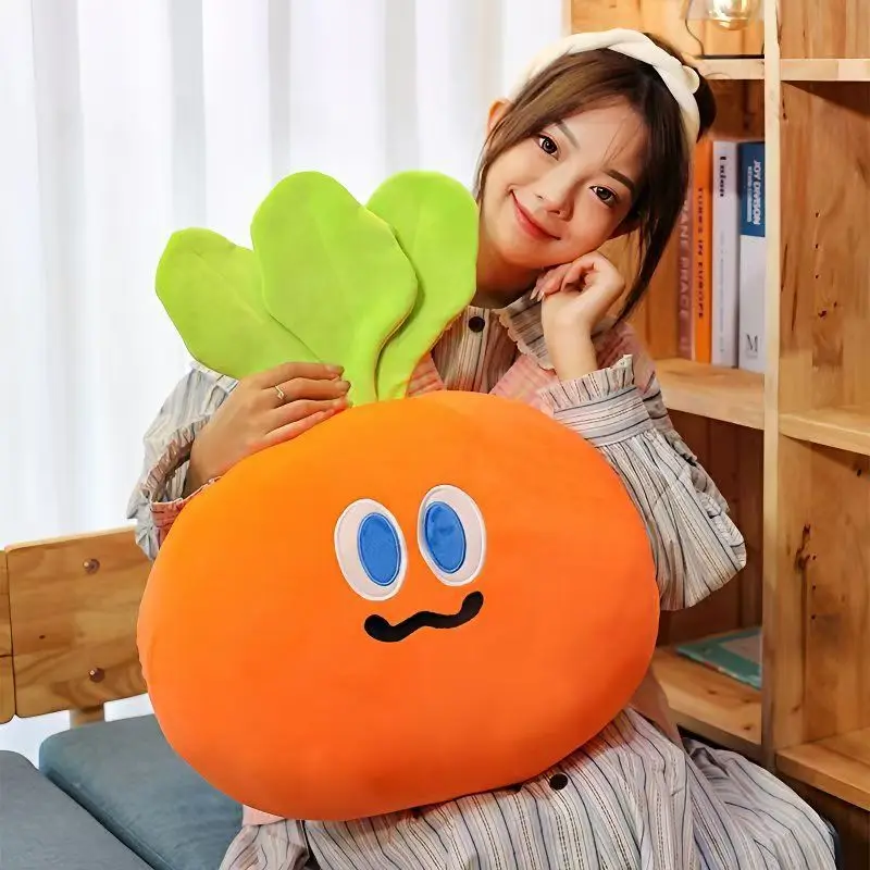 

Милая круглая плюшевая игрушка-морковка в мультяшном стиле, мягкая набивная игрушка, украшение для дома и рабочего стола, подарок для детей и фанатов