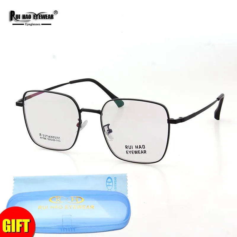 

Retro Square Eyeglasses Frames Men Women Titanium Alloy Glasses Super Light Spectacles Frame Rui Hao Eyewear Brand 97766