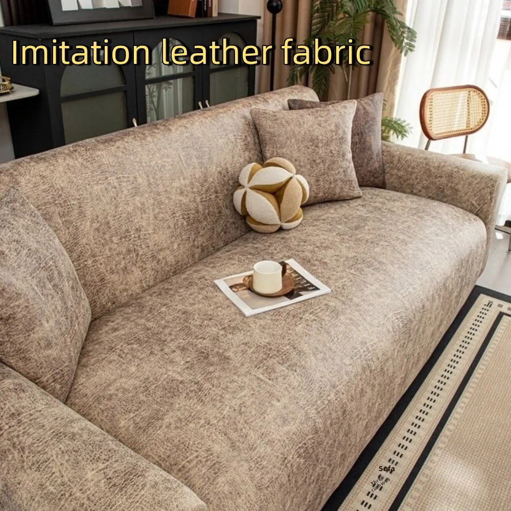 Integrated Non-Slip All-inclusive Sofa Cover Waterproof Washable Couch Protector Thick Leather-Look Stretch Sofa Cover Hotel