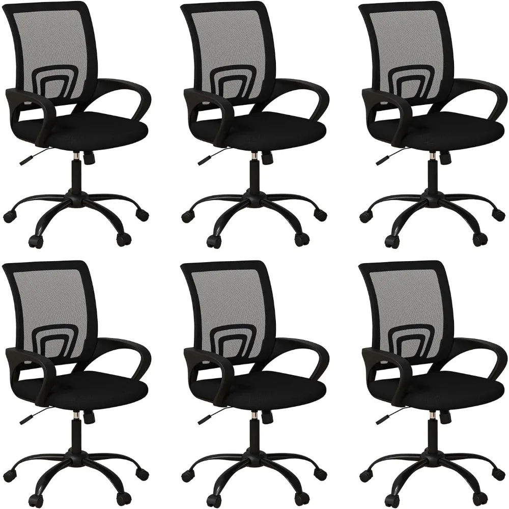 

Ergonomic Office Chairs Set of 6, Swivel Rolling Height Adjustable Conference Chairs, Mesh Computer Desk Chairs with Lumbar
