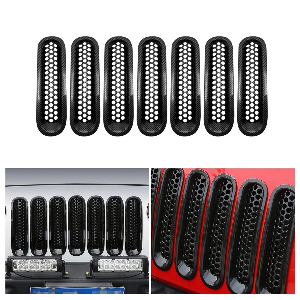 7pcs Car Clip-in Front Grille Mesh Inserts Mesh Grille Guard for Jeep Wrangler JK JKU 2007-2015 Exterior Accessories