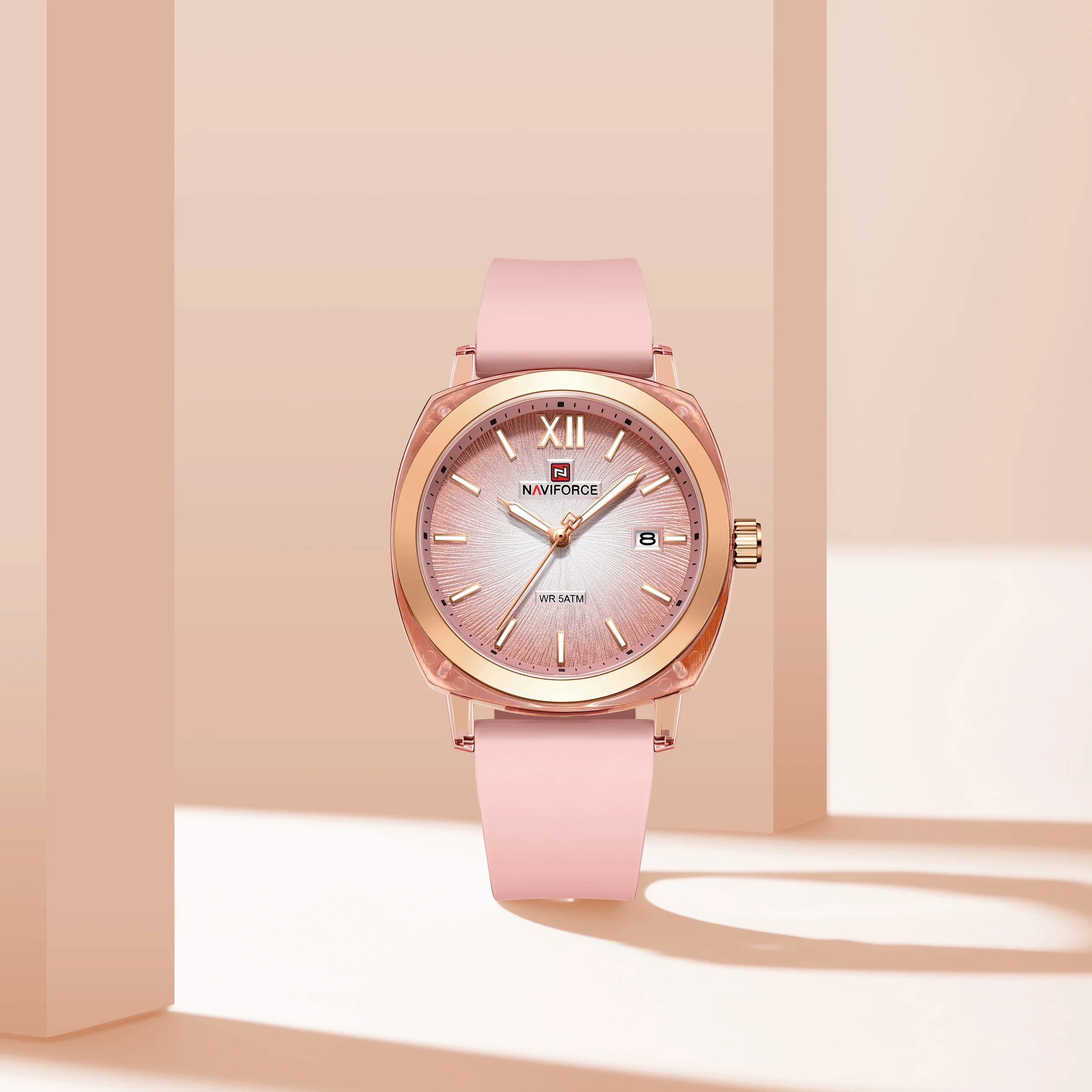NAVIFORCE 6111 Elegant Quartz Wacthes for Woman Simple Luminous Clock Waterproof Silicone Strap Fashion Casual Ladies Wrsitwatch