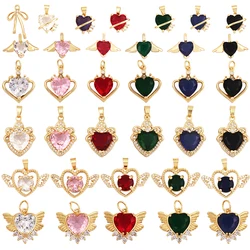 Romance Love Heart Mixture Style Charm Jewelry Findings,Fashion 18k Gold Inlaid Rainbow Zirconia Necklace Pendant Supply L39