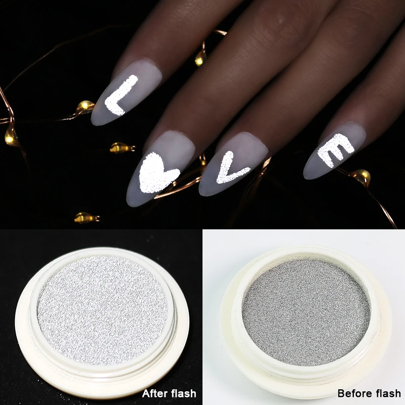 Laser Reflection Glitter Powder For Flash Nail Reflective Hexagon Sequin Champagne Sliver Nail Art Paillette Manicure Decoration