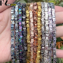 4x2mm Natural Volcanic Rock Stone Beads Gold Silver Plated Colorful Square Lava Beads For Jewelry Making Diy Necklaces Bracelets