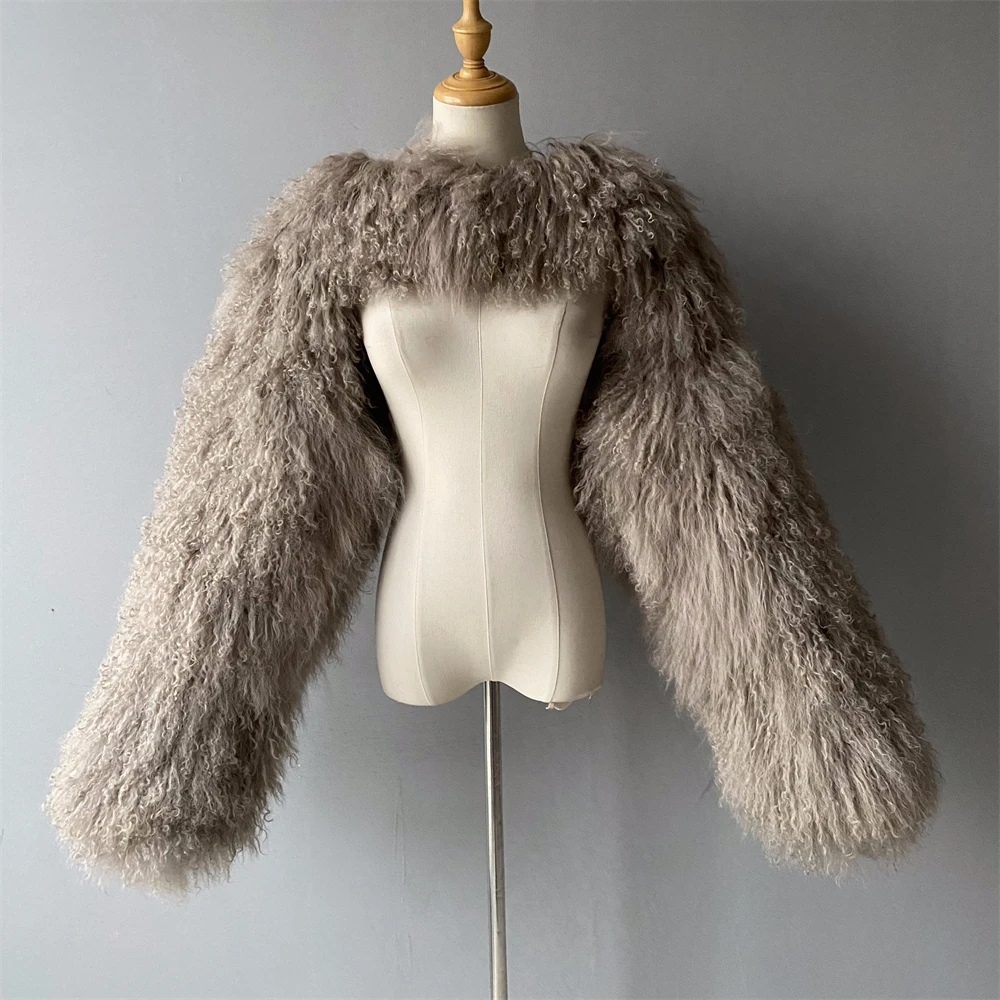 Jxwatcher femmes réel manteau de fourrure de mouton mongole nouveau Design moelleux Double manches dames automne hiver mode manteaux de fourrure chauds