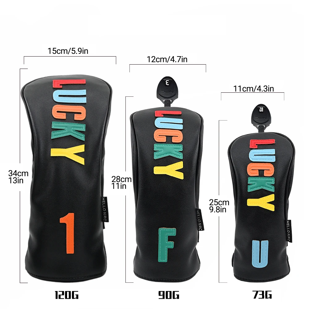 أغطية رأس خشبية للجولف أنماط محظوظة غطاء حماية من جلد البولي يوريثان للسائق الممر الهجين غطاء نادي مقاوم للماء ملحقات الجولف