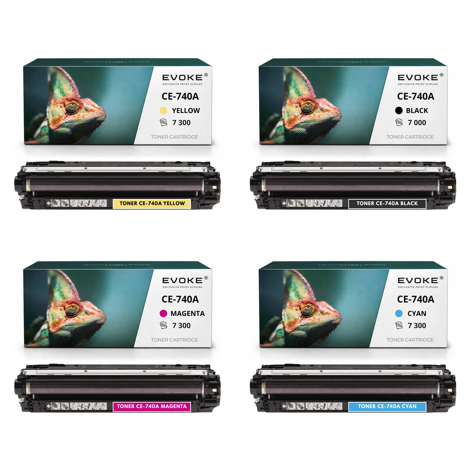 Evoke Compatibele Toner voor Hp 307A Ce740A Ce741A Ce742A Ce743A 4X Cmyk: Zwart, Cyaan, Geel, Magenta 28900 Pagina's Kleur Laserjet Professional Cp5225 Cp5225Dn Cp5225N