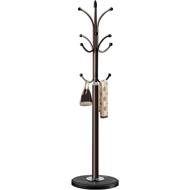 

Metal Coat Rack Stand with Natural Marble Base, Coat Rack Freestanding, Sturdy Hall Tree with 12 Hooks for Hanging Clothes,
