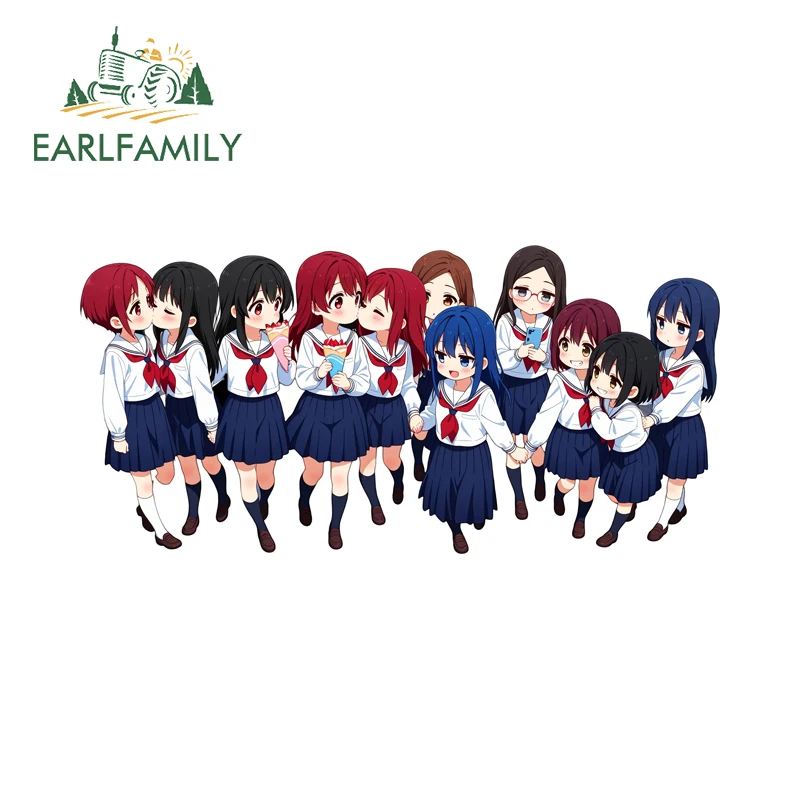 EARLFAMILY Multiple Anime Girl Students Fine Decals Super Kawaii ATV Air Conditioner Decals Waterproof Vinyl Graffiti Sticker