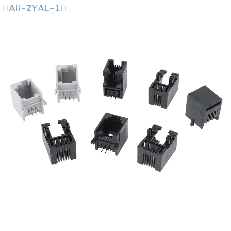 【ZYAL-1】10PCS RJ11 Telephone Socket Curved Pin 95001 4P4C 6P6C 6P4C Female Jack Pcb Connector Telephone Socket