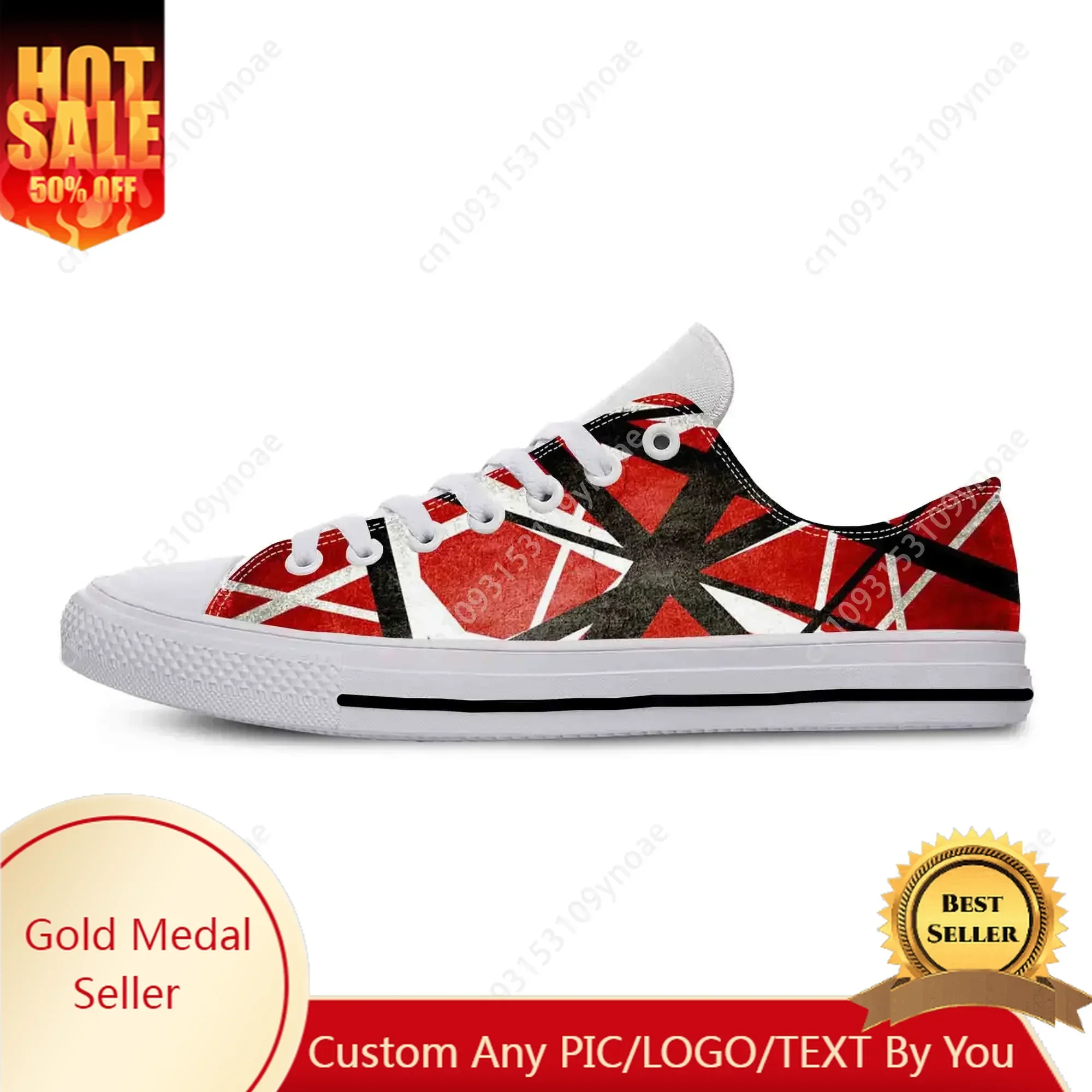 

Hot EVH 5150 Stripe Guitar Heavy Metal Rock Music Board Shoes Lightweight Men Women Sneakers Breathable Low Top Casual Shoes