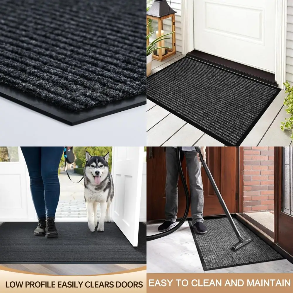 

Rugged Front Door Mat, Sturdy Indoor Outdoor Doormat, 48 by 36 Inches Low Profile Outdoor Mat for Home Entrance, Resistant to St
