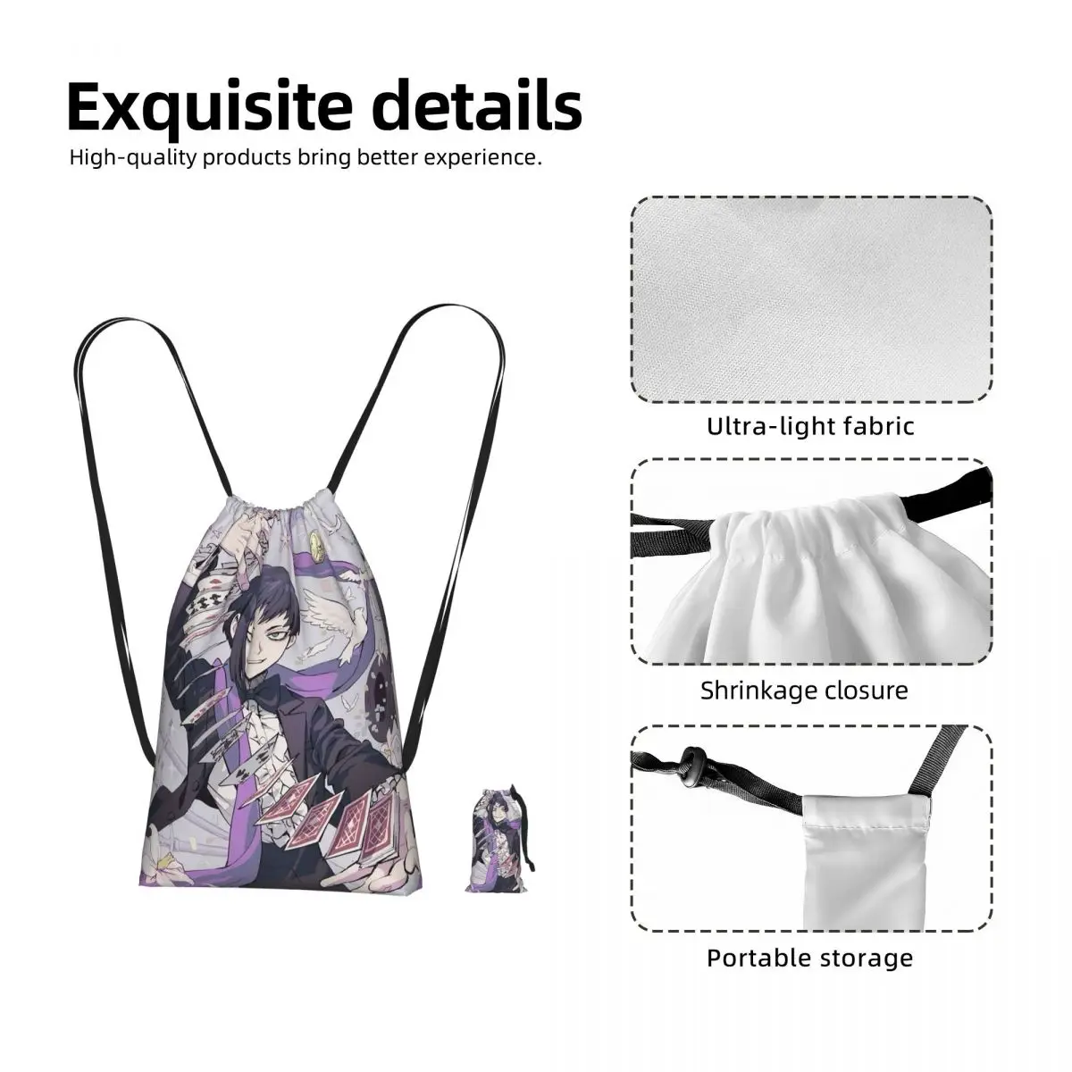 Gen Asagiri Dr Stone Apan Anime Drawstring Backpack Sports Gym Bag Lightweight Foldable Storage Drawstring Bag for Men Women