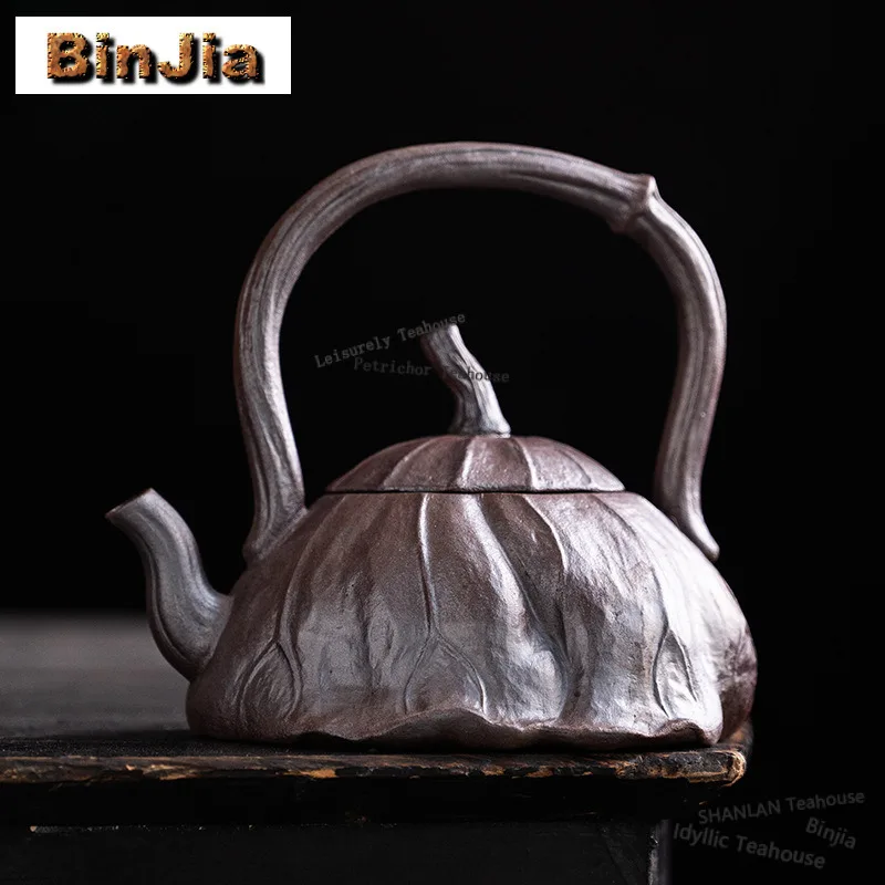 

Old Rock Mud Lotus Flower Lifting Handle Pot Teapot Retro Tea Infuser Pot Tea Soaking Kettle With Ball Hole Teaware Collection