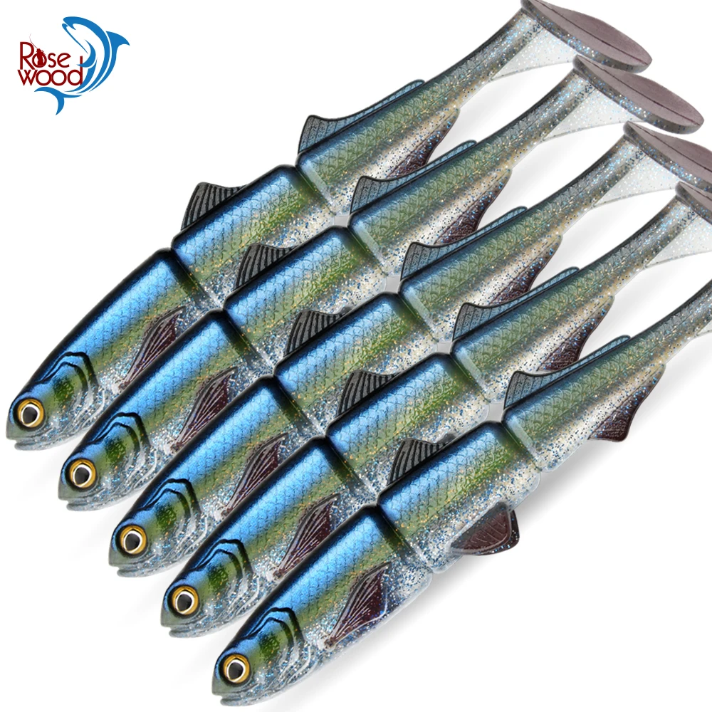 Rosewood 16cm/22cm Fishing Lure Soft Artificial Bait Shad 3 Segmented T Tail Minnow Paddle Tail Rubber Bass Pike Fish Bait Peche