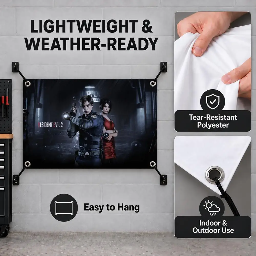 R-Resident Evil 4 Game Flags Bedroom House Living Room Dorm Outdoor Party Wall Hanging Background Banner Decor