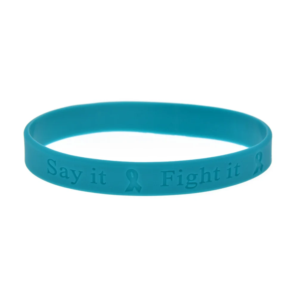 1 pièce/6 pièces Bracelet en silicone gaufré « Say It Fight It and Cure It » pour la sensibilisation au cancer du sein