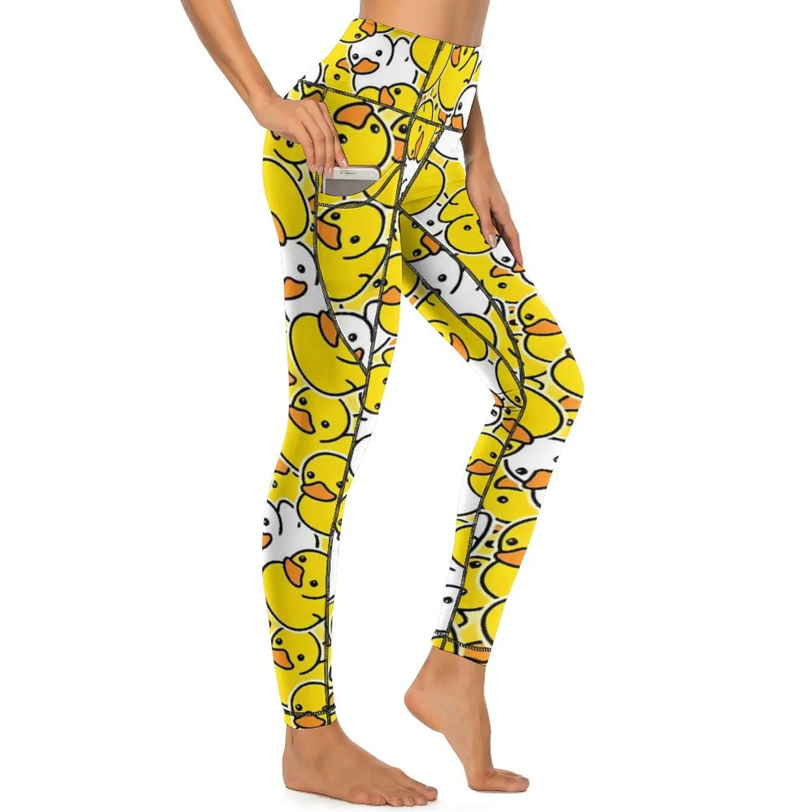 Badeendjes Yogabroek met zakken Schattige dierenlegging Sexy push-up Grappige yoga Sportlegging Stretch bedrukte hardlooplegging