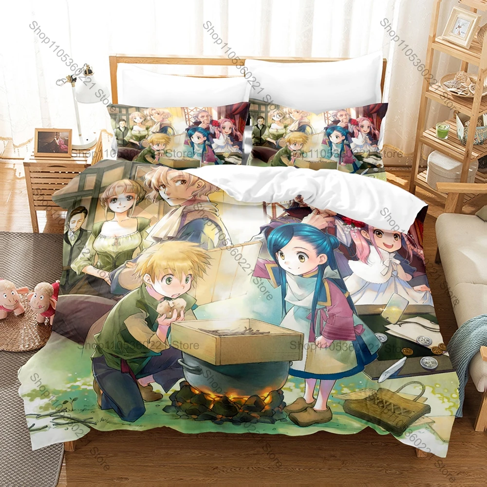 Fantasy Anime Ascendance of a Bookworm Character Pattern Duvet Cover + 2 Pillowcases Soft Microfiber Book Fan Room Bedding